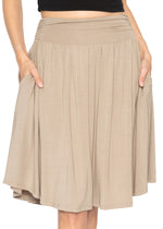 Women's and Plus Size Scoop Hem Flare Pocket Skirt