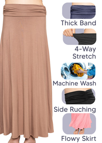 Youth Girl's Flowy Ankle Length Skirt with Ruched Waistband | Sizes 4 to 16