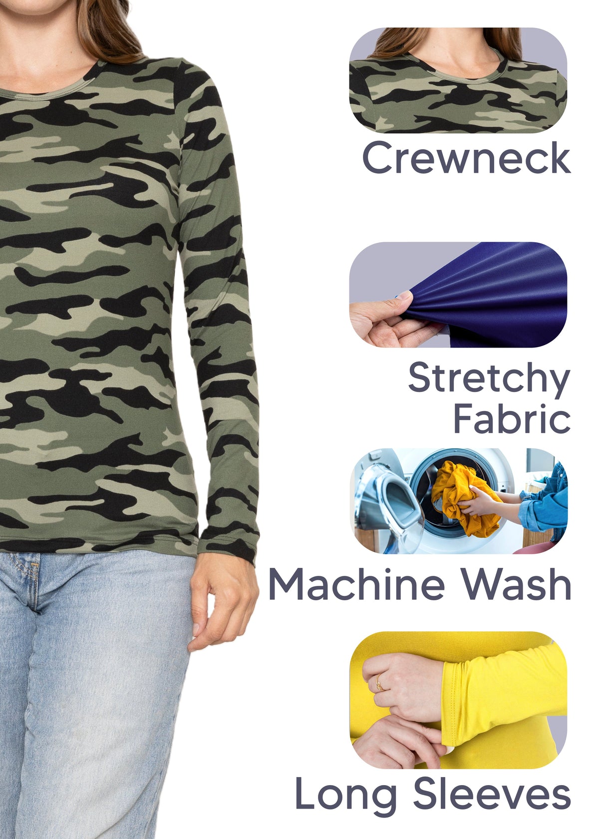 Women's and Plus Oh So Soft Long Sleeve Crew Neck Top | Small to 3X