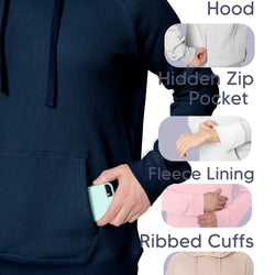 Men's Soft Hoodie with Extra Side Seam Zippered Pocket | Cozy and Functional | Fleeced Line | Small - 5X