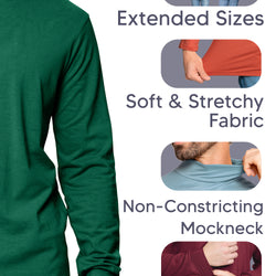 Men's Cotton Mock Neck Cuffed Long Sleeve Top | Small to 5X