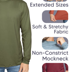 Men's Oh So Soft Mock Neck Long Sleeve Shirt Perfect for Casual Wear, Stylish, Classic Fit | Small to 3X