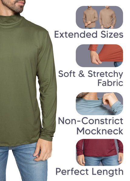 Men's Oh So Soft Mock Neck Long Sleeve Shirt Perfect for Casual Wear, Stylish, Classic Fit | Small to 3X