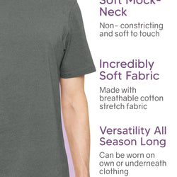 Men's Cotton Mock Neck Short Sleeve Top | Small to 5X