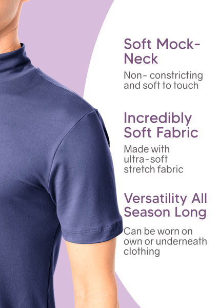 Men's Oh So Soft Luxe Mock Neck Turtleneck Short Sleeve Shirt Casual Pullover Top | Small to 5X