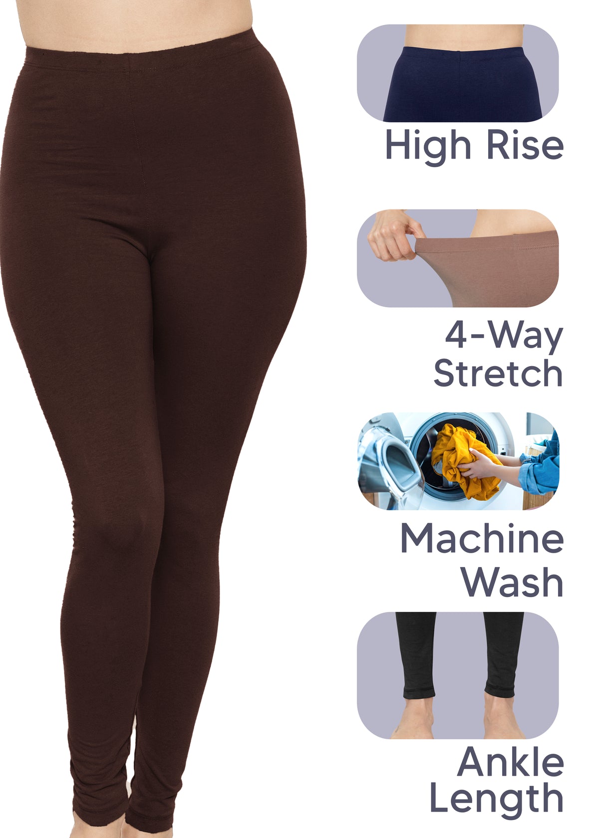Women's and Plus Size High Rise Ankle Leggings | Small to 5X
