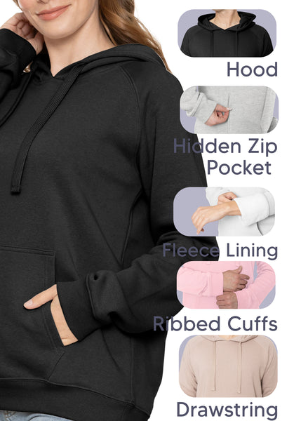 Women's and Plus Size Soft Hoodie with Extra Side Seam Zippered Pocket | Cozy and Functional | Small - 3X