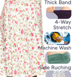 Youth Girl's Flowy Knee Length Skirt with Ruched Waistband | Sizes 4 to 16