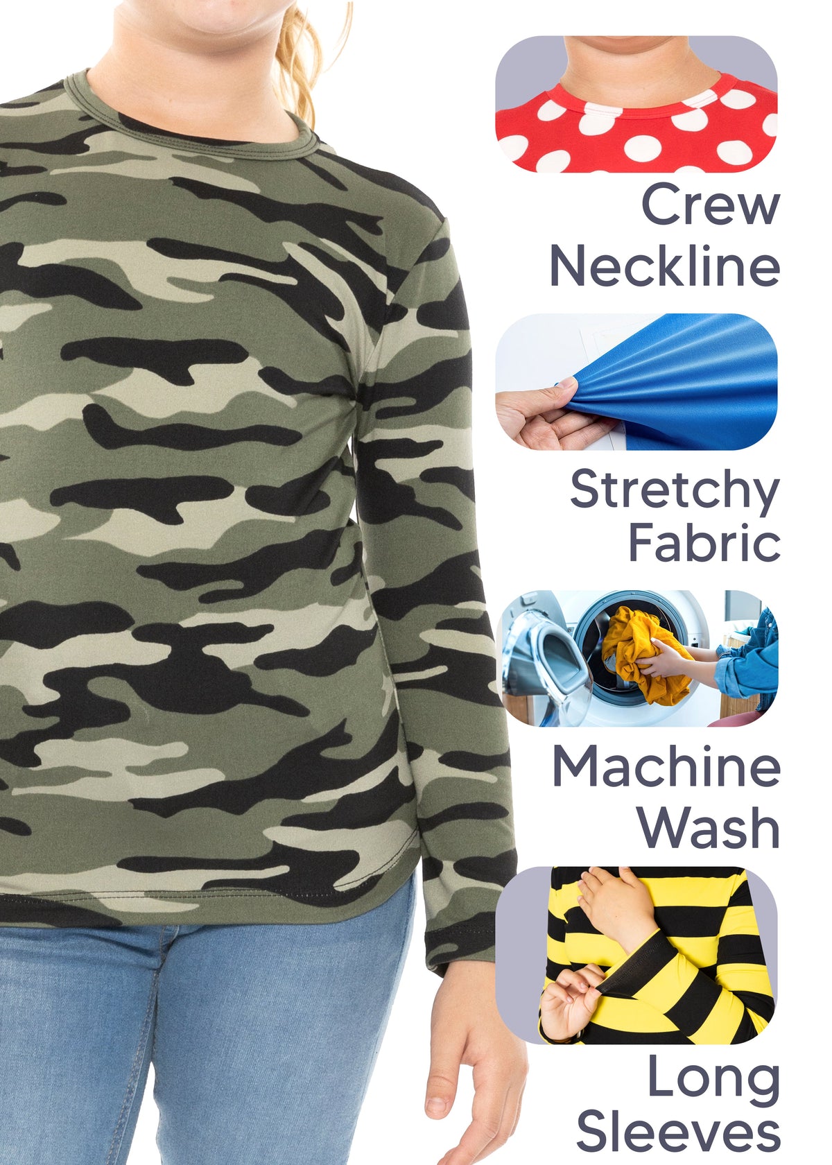 Youth Girls Oh So Soft Long Sleeve Crew Neck Top Youth Sizes 2 to 16