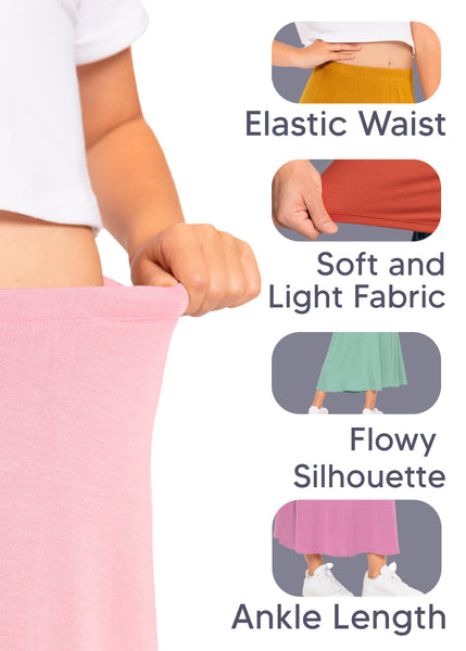 Girls Flowy A-Line Skirt Ankle Length |Youth Size 4 to 16