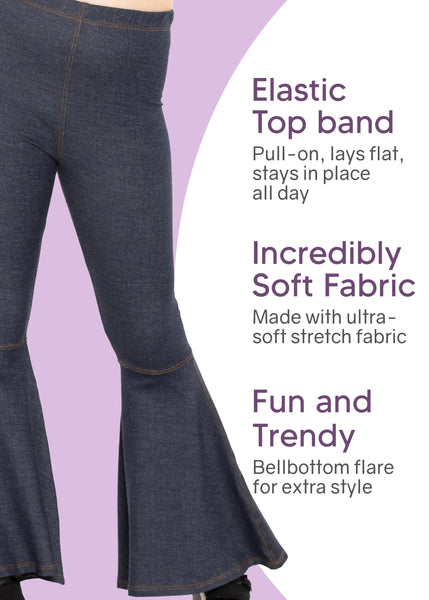 Girls Stretch Bell Bottoms Flare Pants | Youth Size 2 to 14