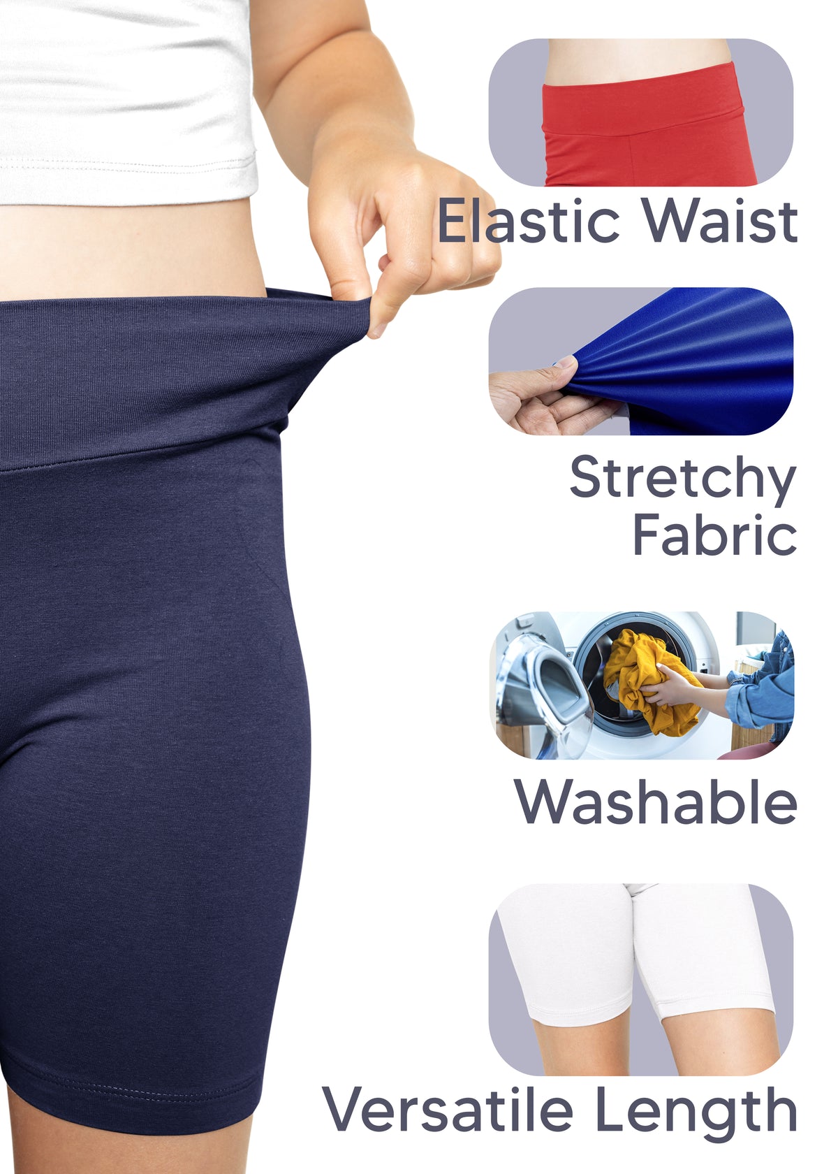 Girls Cotton Stretch High Waist Biker Shorts |Youth Size 4 to 14