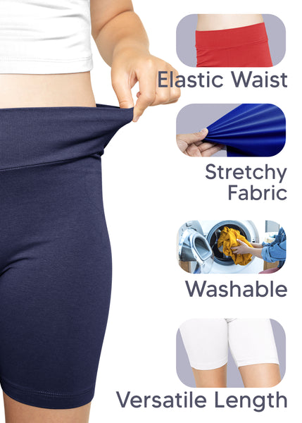 Girls Cotton Stretch High Waist Biker Shorts |Youth Size 4 to 14