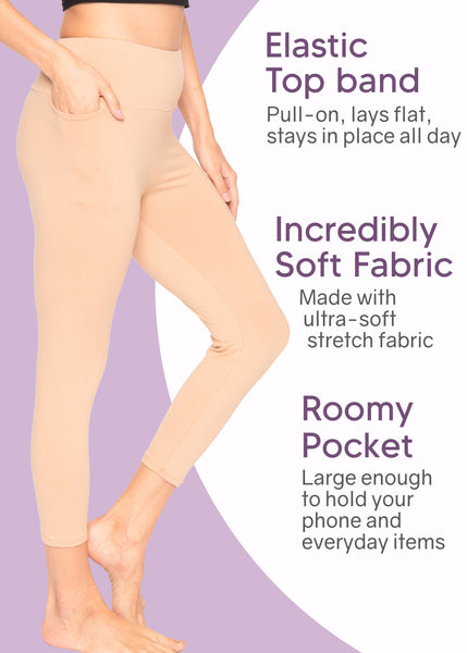 Women and Plus Size High Waist Full Length Leggings with Pocket | X-Large to 5X