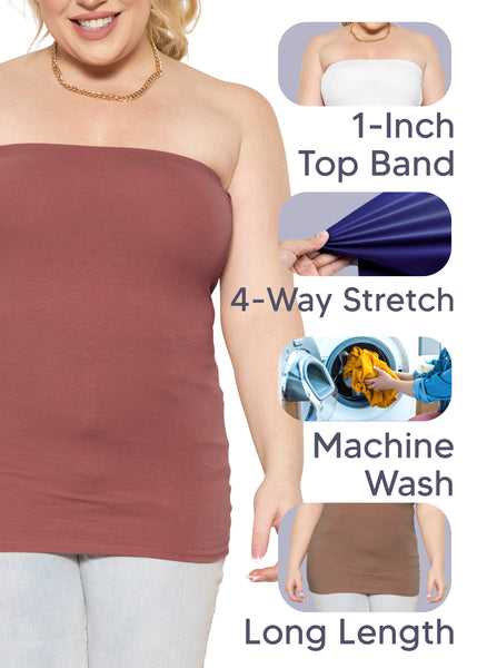 Women's & Plus Long Length Tube Top | Medium to Large