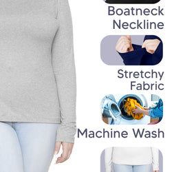 Women's and Plus Oh So Soft Long Sleeve Boat Neck Top | Small to 3X