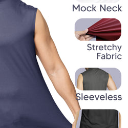 Men's Oh So Soft Luxe Mock Neck Turtleneck Sleeveless Shirt Casual Pullover Top | Small to 5X