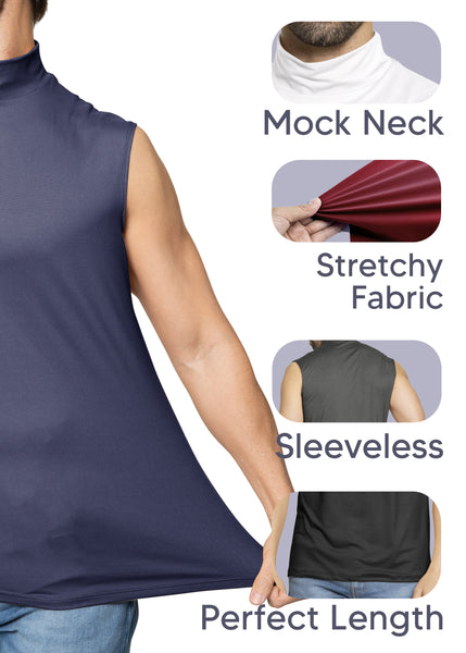 Men's Oh So Soft Luxe Mock Neck Turtleneck Sleeveless Shirt Casual Pullover Top | Small to 5X