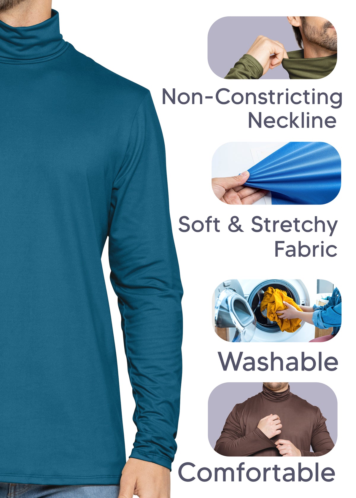 Mens Oh So Soft Luxe Long Sleeve Stretch Turtleneck | Small to 5X