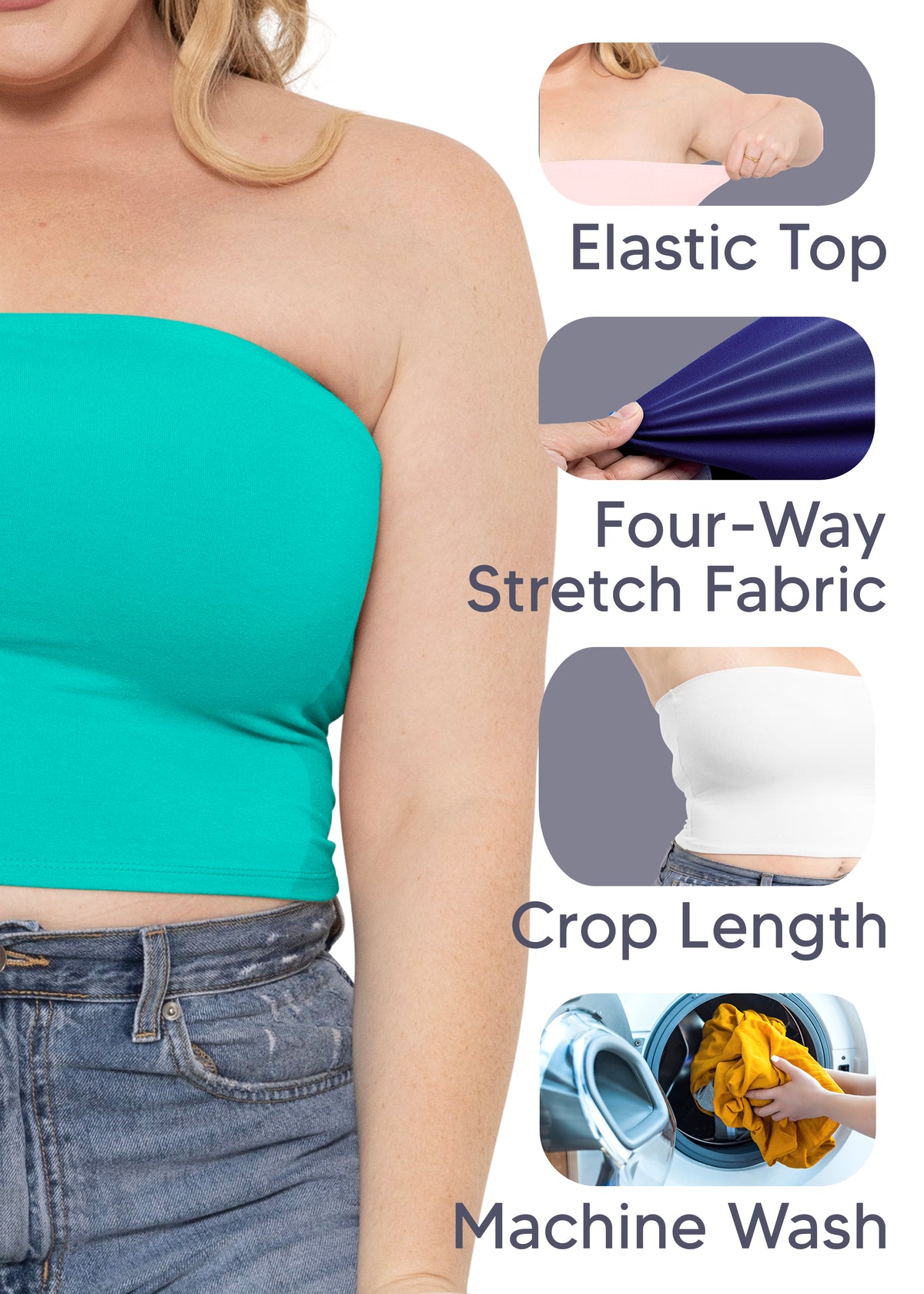 Women's Regular and Plus Size Crop Tube Top | X-Large to 5X