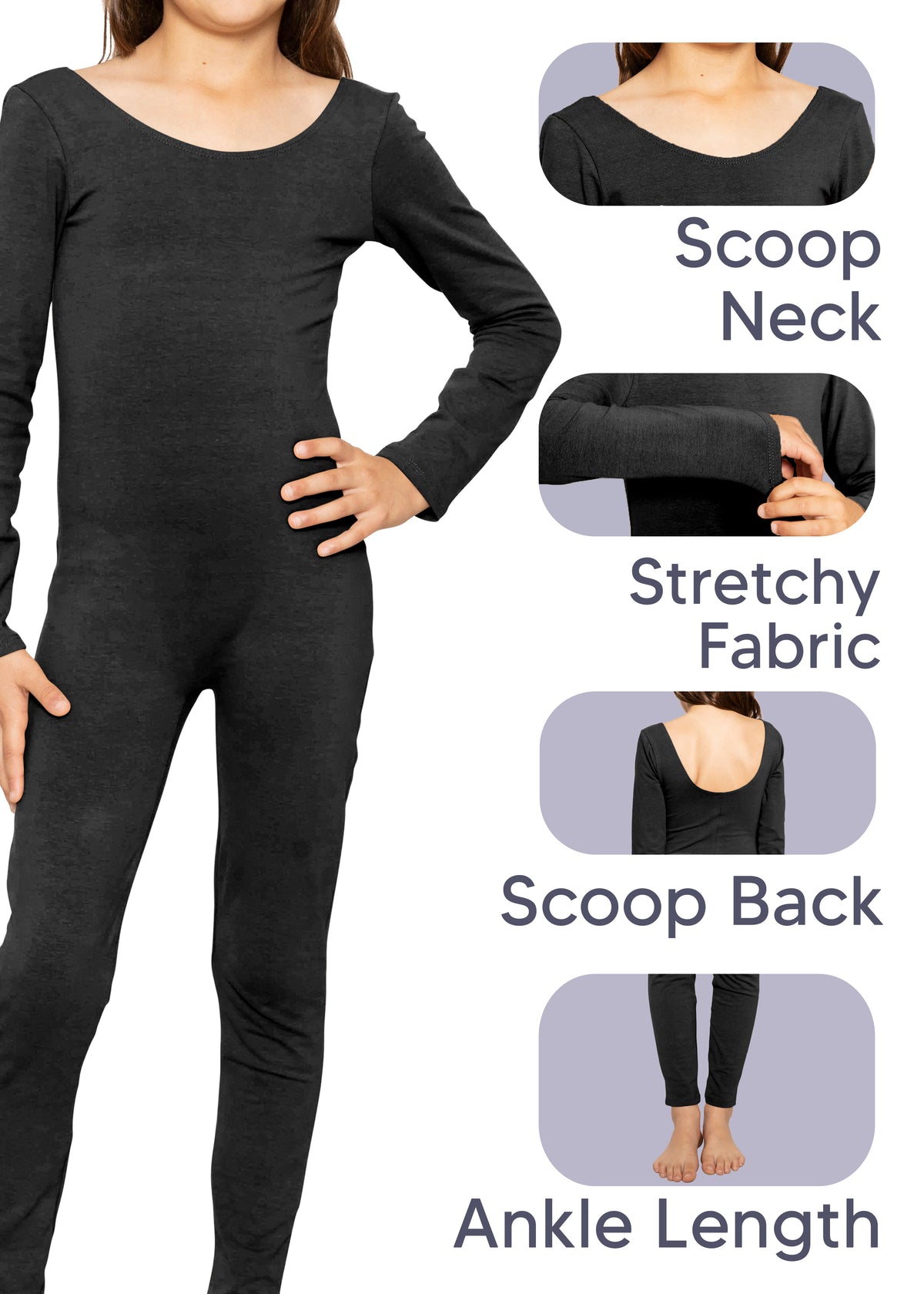 Teamwear Girl's Cotton Tank LONG SLEEVE Unitard |Youth  Size 4 to 16