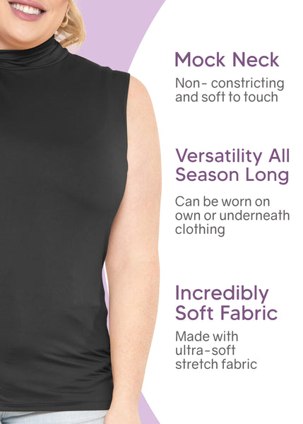 Women's Plus Oh So Soft Sleeveless Mock Neck Top - Perfectly Stylish, Cozy Essential for Everyday | X-Large to 5X