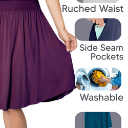 Women's and Plus Size Scoop Hem Flare Mid Length Skirt with Pockets Small to 3X