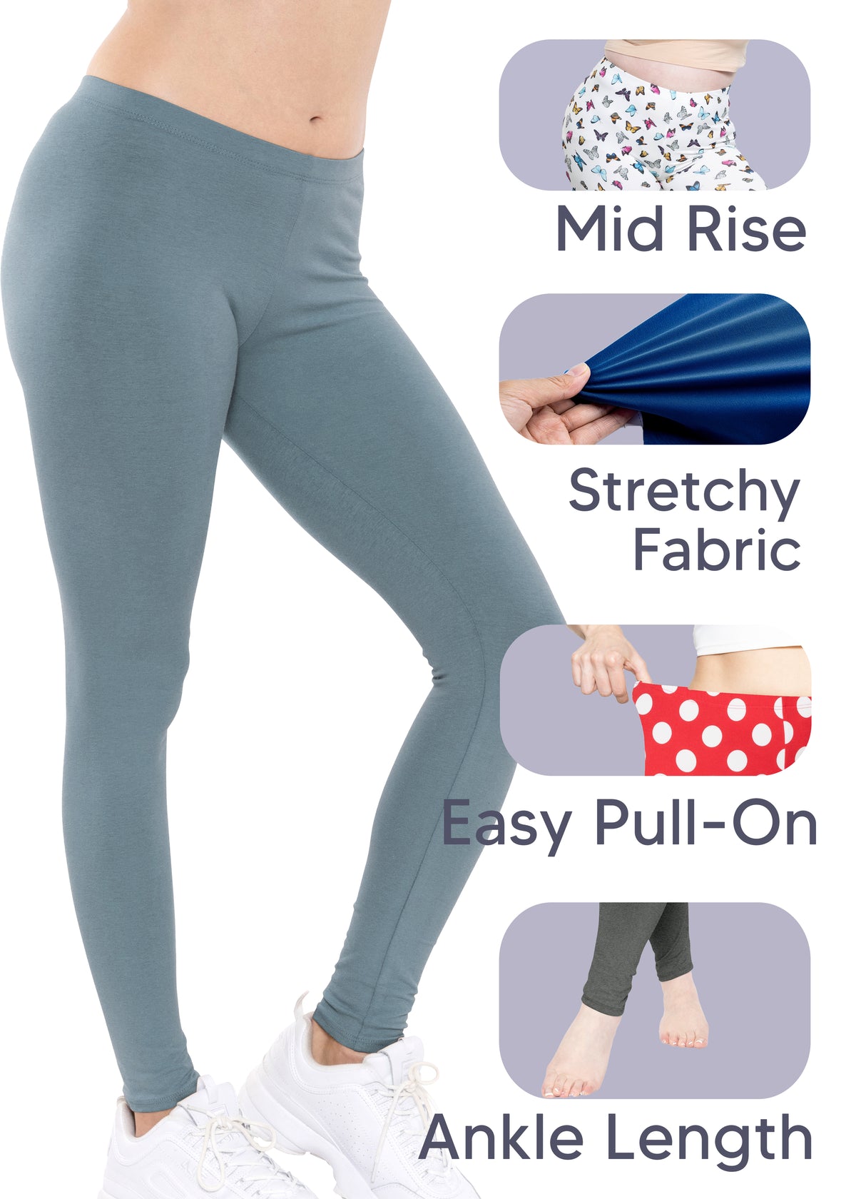Women's Plus Size Full Length Cotton Leggings | X-Large to 3X