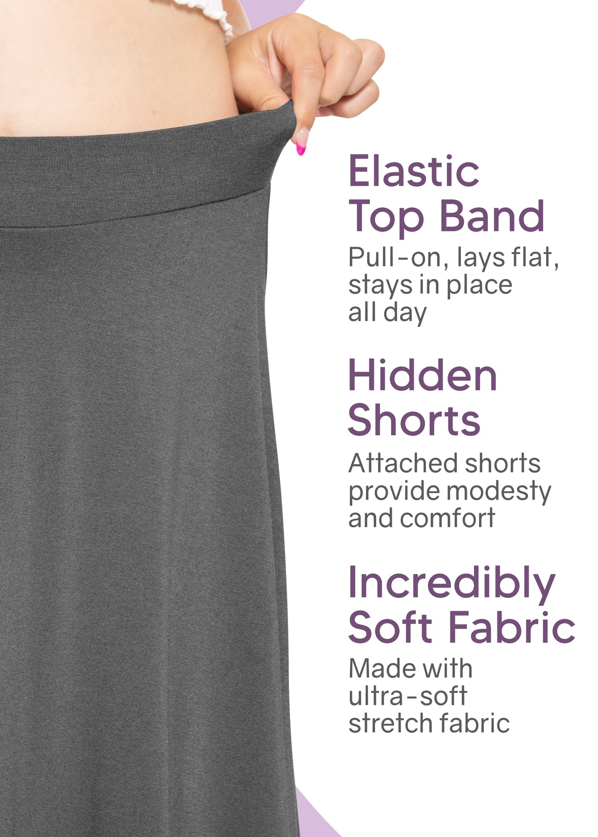 Girls A-Line Skirt with Built-in Shorts |Youth Size 4 to 16