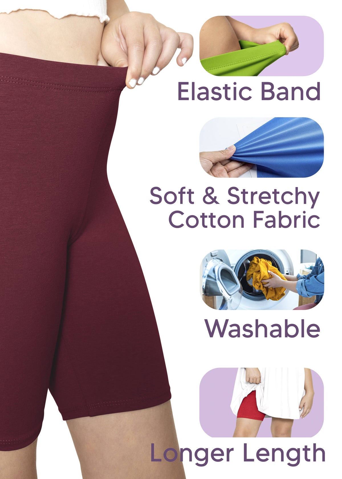 Girl's Cotton Biker Shorts | Youth Size 4 to 16