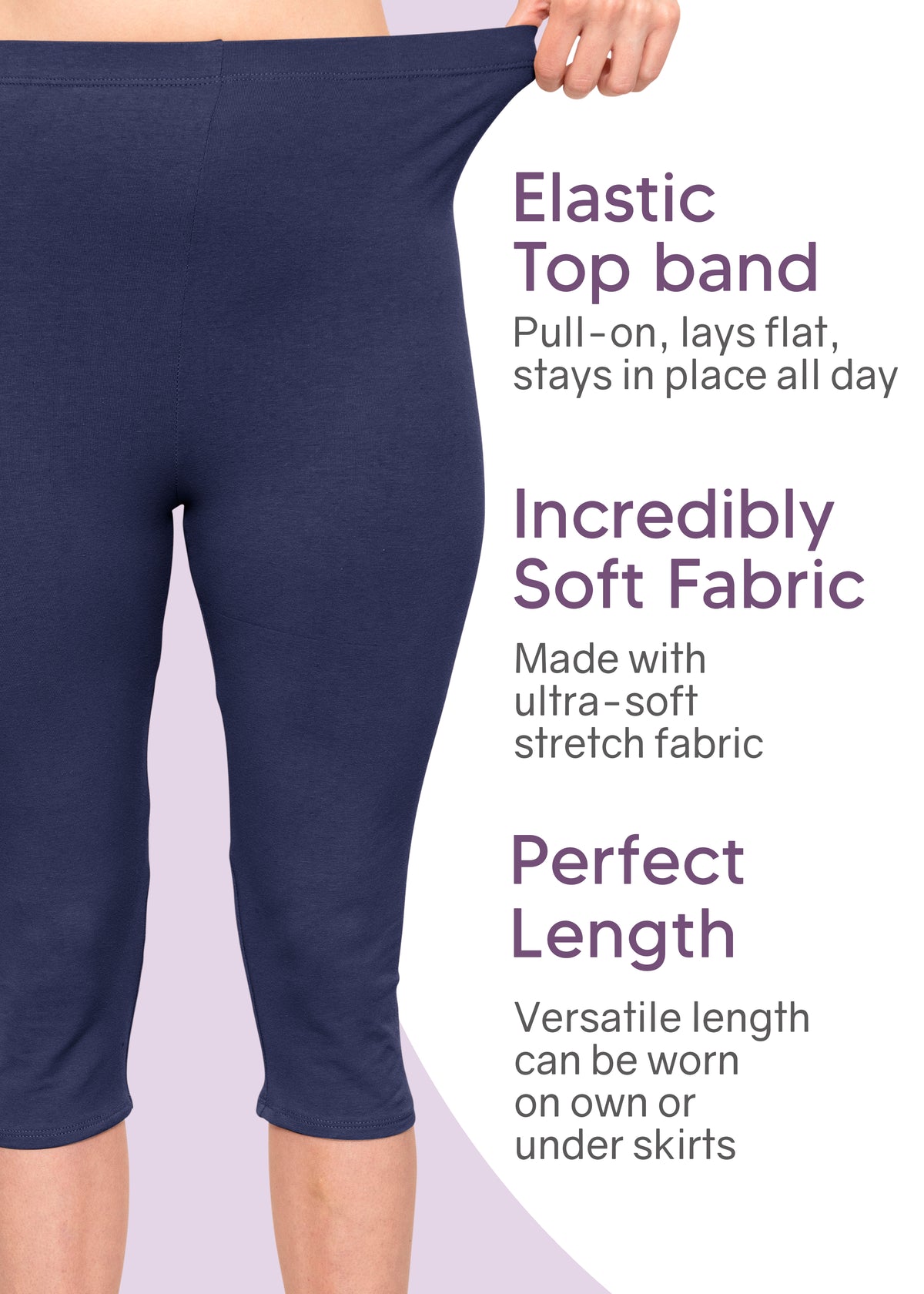Women's and Plus Size High Rise Knee Leggings | Small to 5X