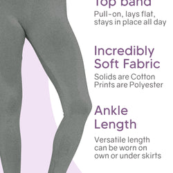 Women's and Plus Size Cotton Spandex Ankle Length Leggings | X-Small to 7X