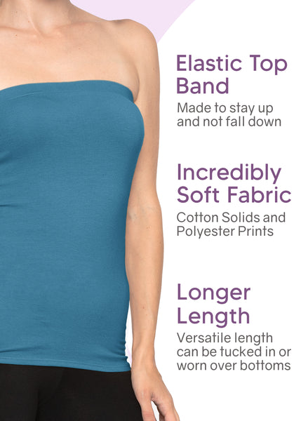 Women's Cotton Strapless Tube Top | Small - 5X