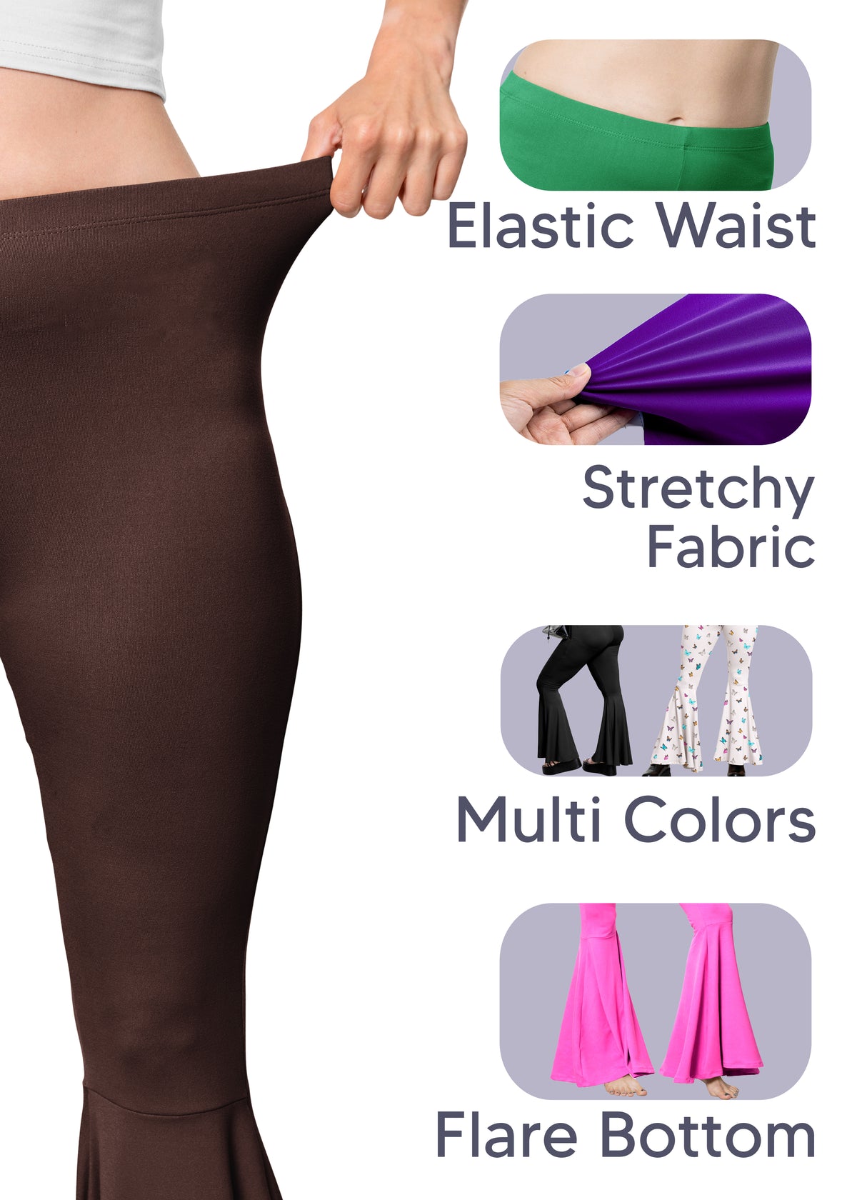 Women's Plus Size Oh So Soft Pull On Stretchy Bell Bottom Flare Pants | Small to 5X