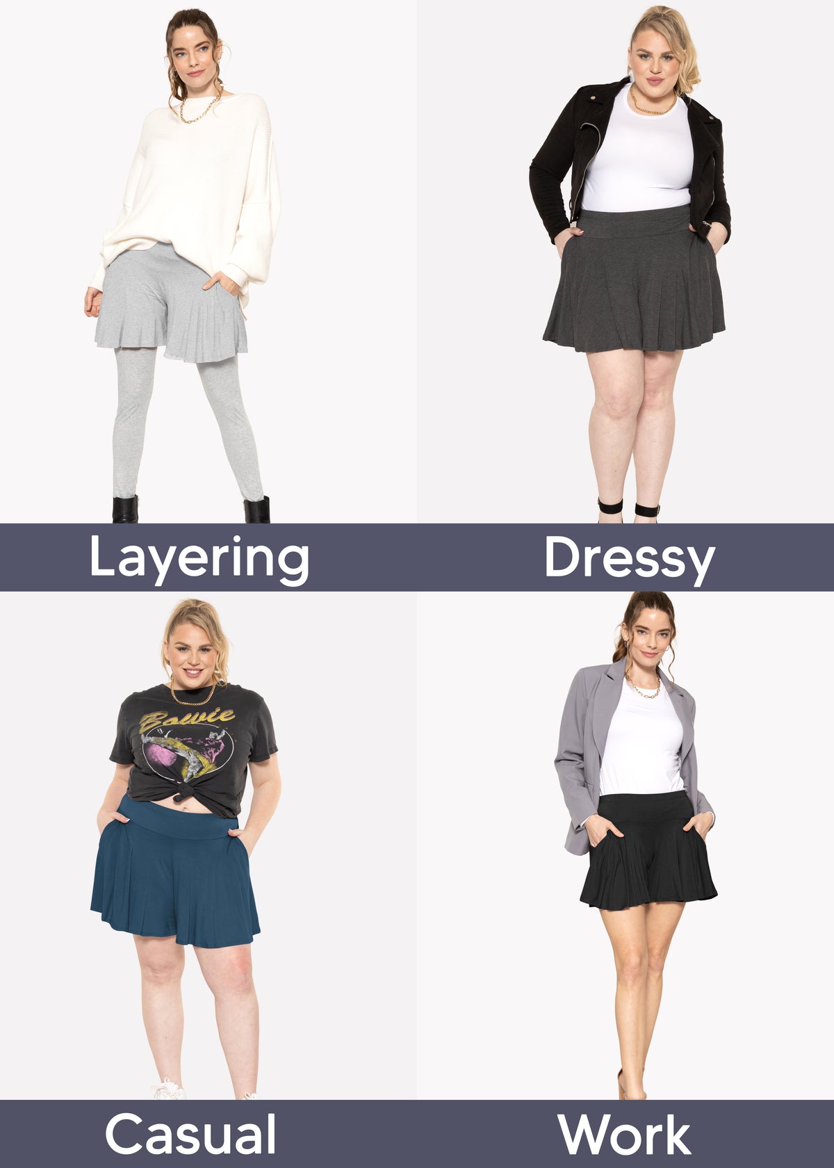 Women's and Plus Size Flowy Wide Leg Shorts with Pockets | X-Large to 5X