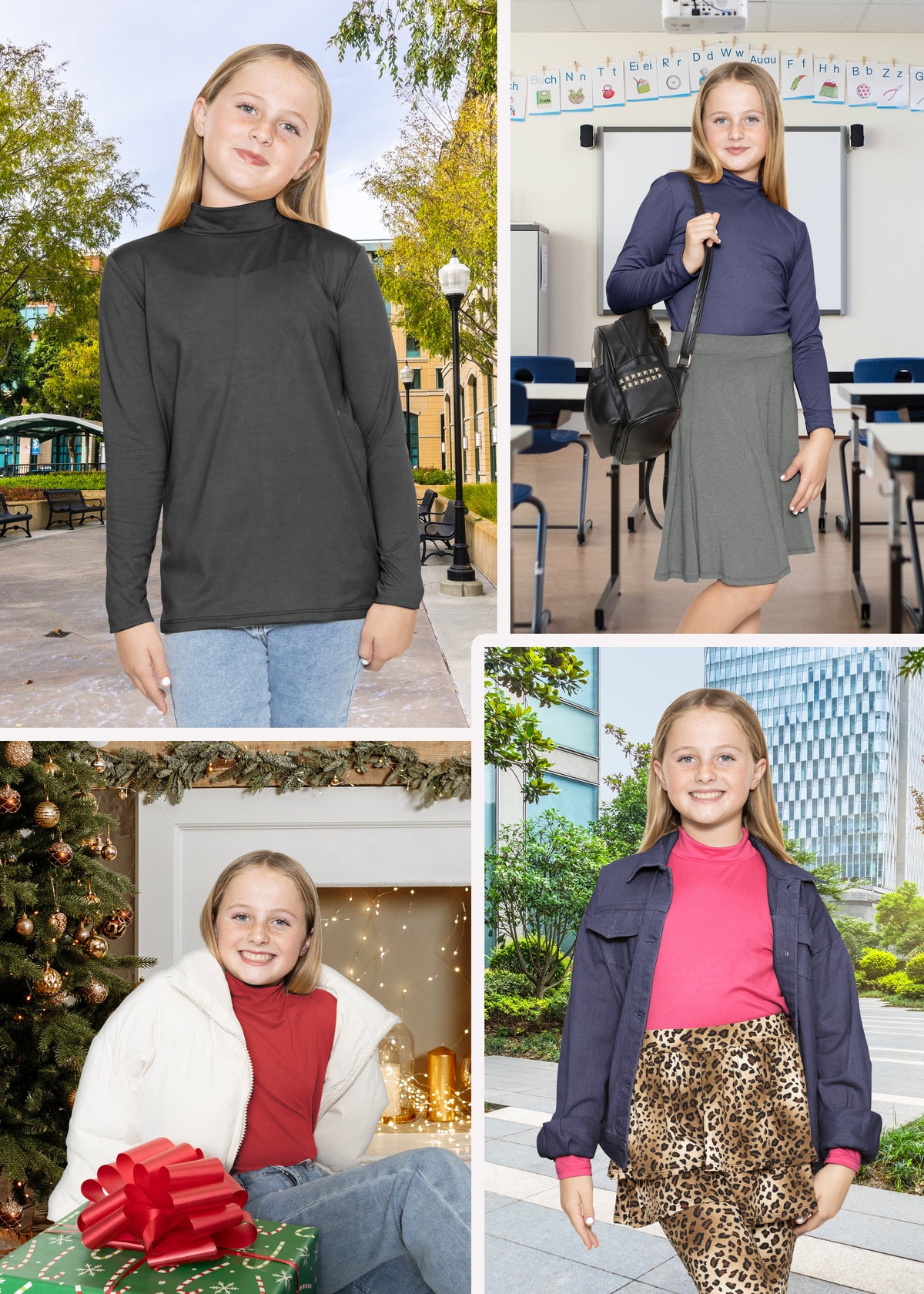 Youth Girl's Oh So Soft Long Sleeve Mock Neck Top | Sizes 4 to 16