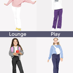 Girls' Cotton High Rise Everyday Straight Leg Yoga Pants - Youth Sizes for Little to Big Kids | Sizes 4 to 16