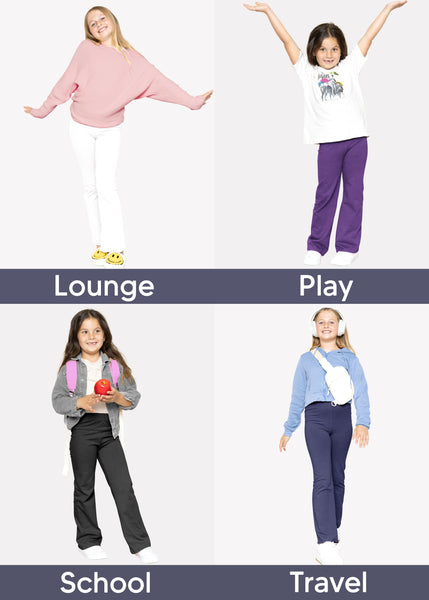 Girls' Cotton High Rise Everyday Straight Leg Yoga Pants - Youth Sizes for Little to Big Kids | Sizes 4 to 16