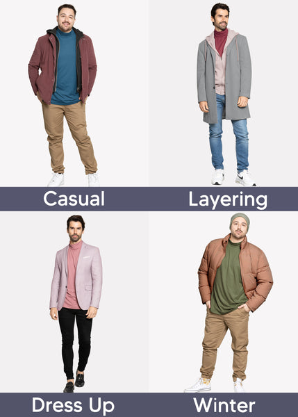 Men's Oh So Soft Mock Neck Long Sleeve Shirt Perfect for Casual Wear, Stylish, Classic Fit | Small to 3X