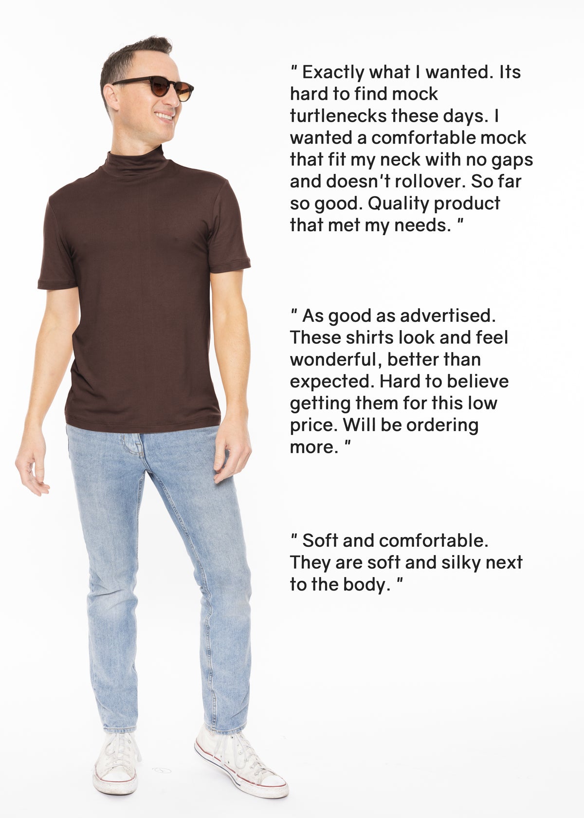 Men's Oh So Soft Luxe Mock Neck Turtleneck Short Sleeve Shirt Casual Pullover Top | Small to 5X