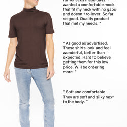 Men's Oh So Soft Luxe Mock Neck Turtleneck Short Sleeve Shirt Casual Pullover Top | Small to 5X