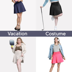 Women's and Plus Ultra Flex High Waist Tennis Skirt with Pockets and Built in Shorts | X-Small to 5X