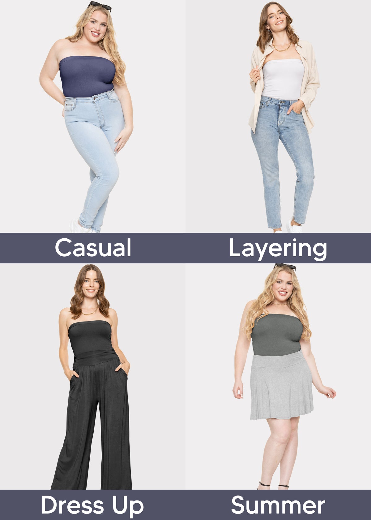 Women's & Plus Mid Length Tube Top | Small to 5X