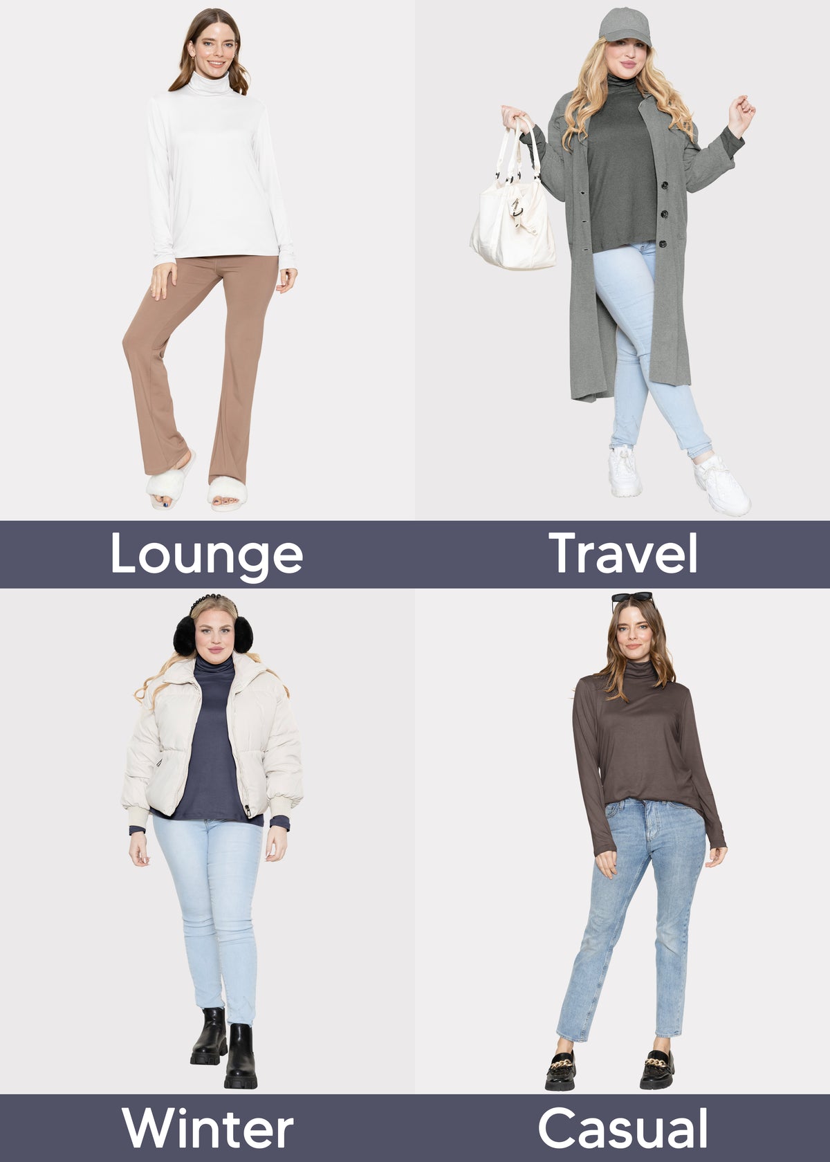 Women's and Plus Relaxed Turtleneck | Small to 5X