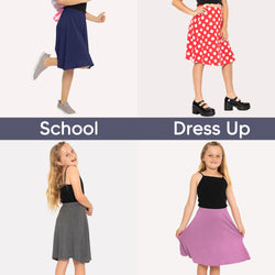 Youth Girls Flowy A-Line Skirt Knee Length | Youth Size 4 to 16