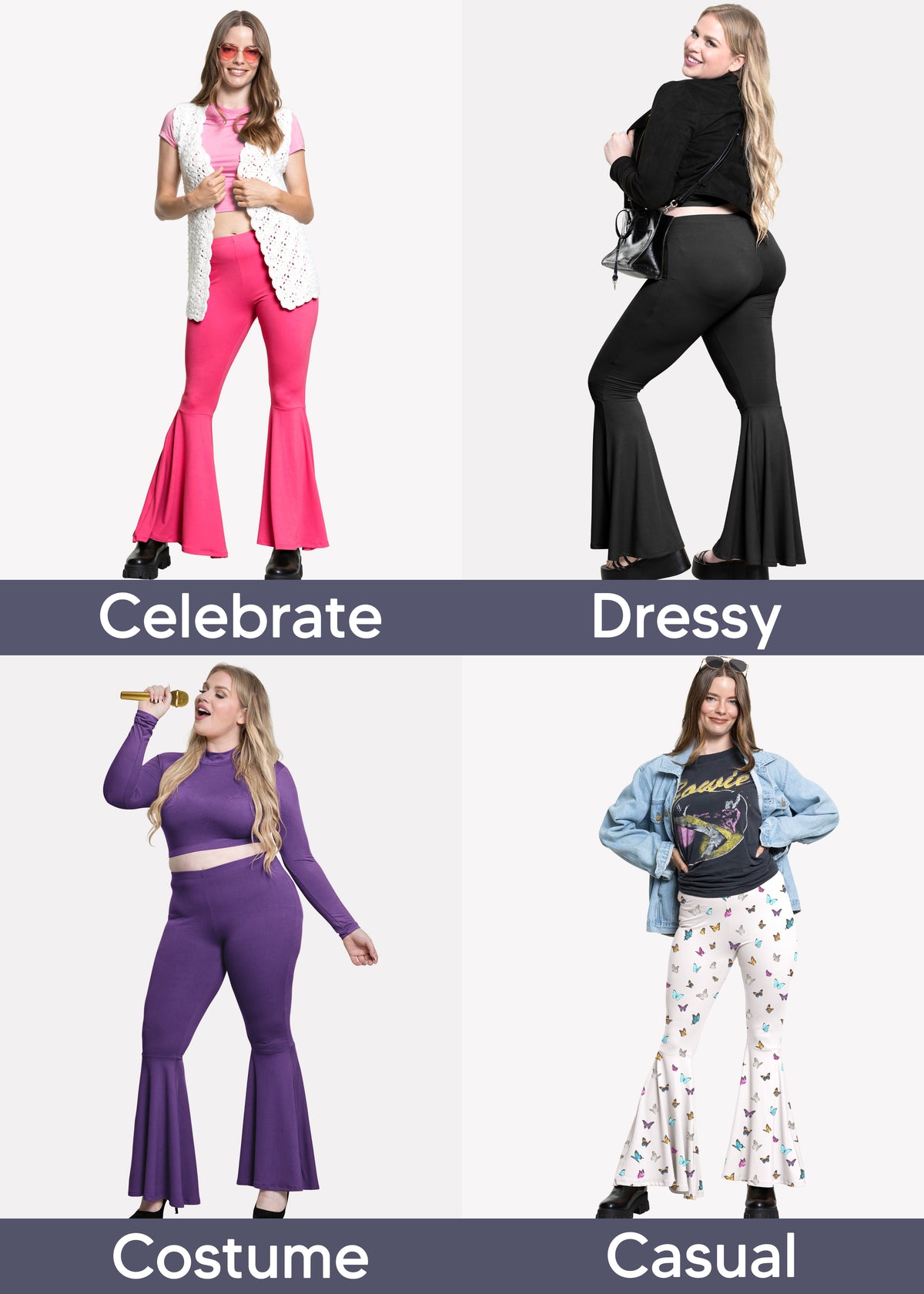 Women's Plus Size Oh So Soft Pull On Stretchy Bell Bottom Flare Pants | Small to 5X