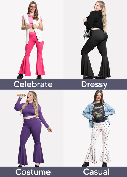 Women's Plus Size Oh So Soft Pull On Stretchy Bell Bottom Flare Pants | Small to 5X