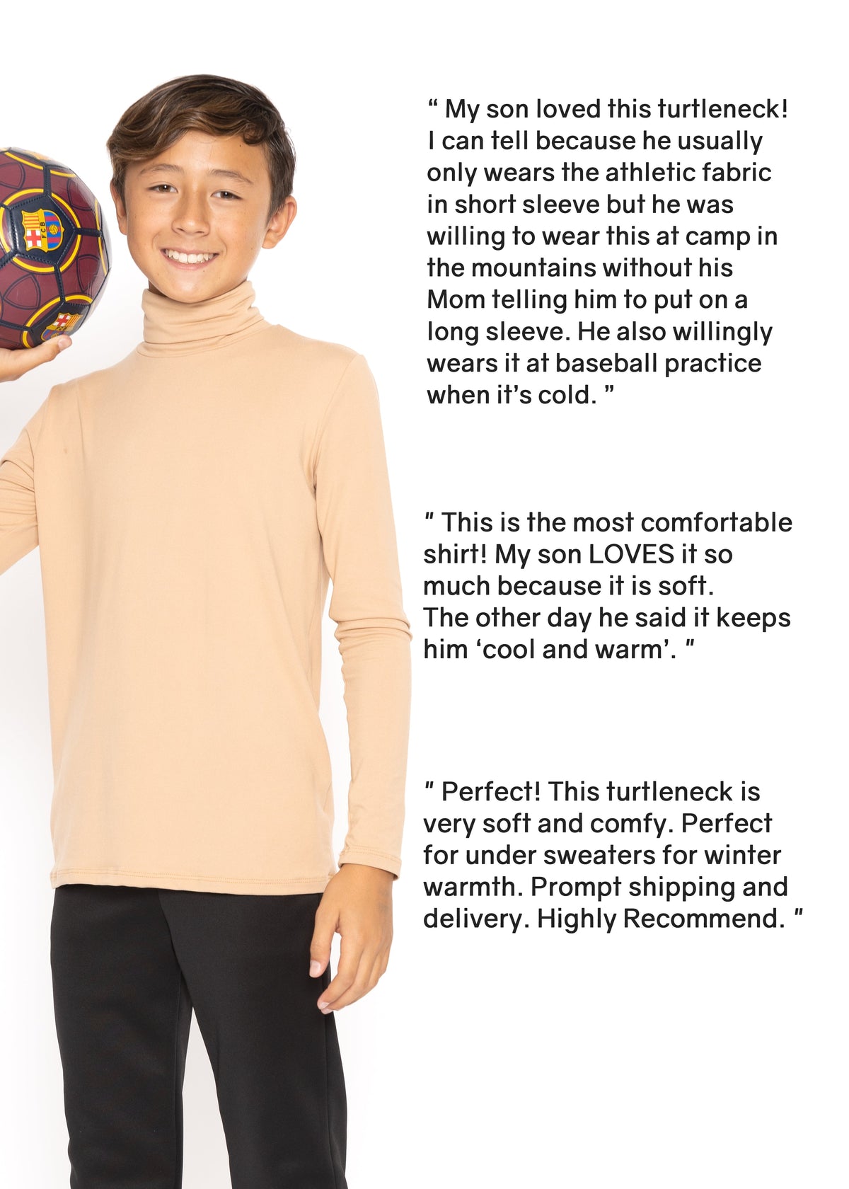 Oh So Soft Boy's Long Sleeve Poly Spandex Turtleneck | Youth Size 2 to 16