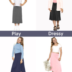 Girls A-Line Midi Skirt with Built-in Shorts | Youth Size 4 to 16