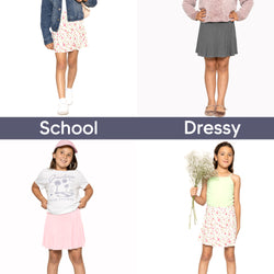 Girls A-Line Short Skirt with Built-in Shorts | Youth Size 4 to 16